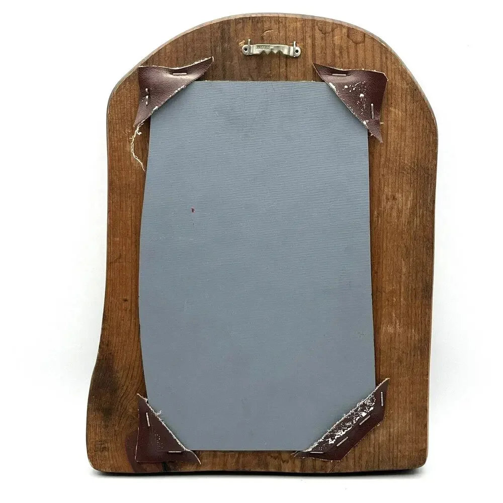 Hand Carved Wood Wall Mirror Double Heart Decorative 10x13